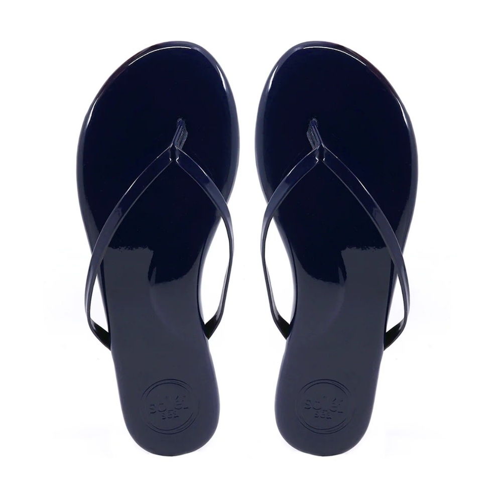 Solei Sea Indie Flip Flops - Navy Patent